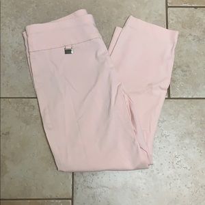 Pink stretch ankle pants